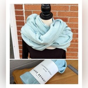 Lane Bryant 100% Cashmere Large Wrap Soft Blue Shawl Scarf Over piece NWT